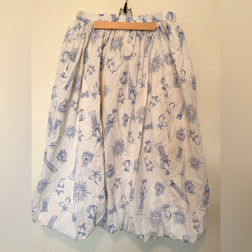Lucky Brand Blue and White Maxi Cotton Skirt - Picture 2 of 9